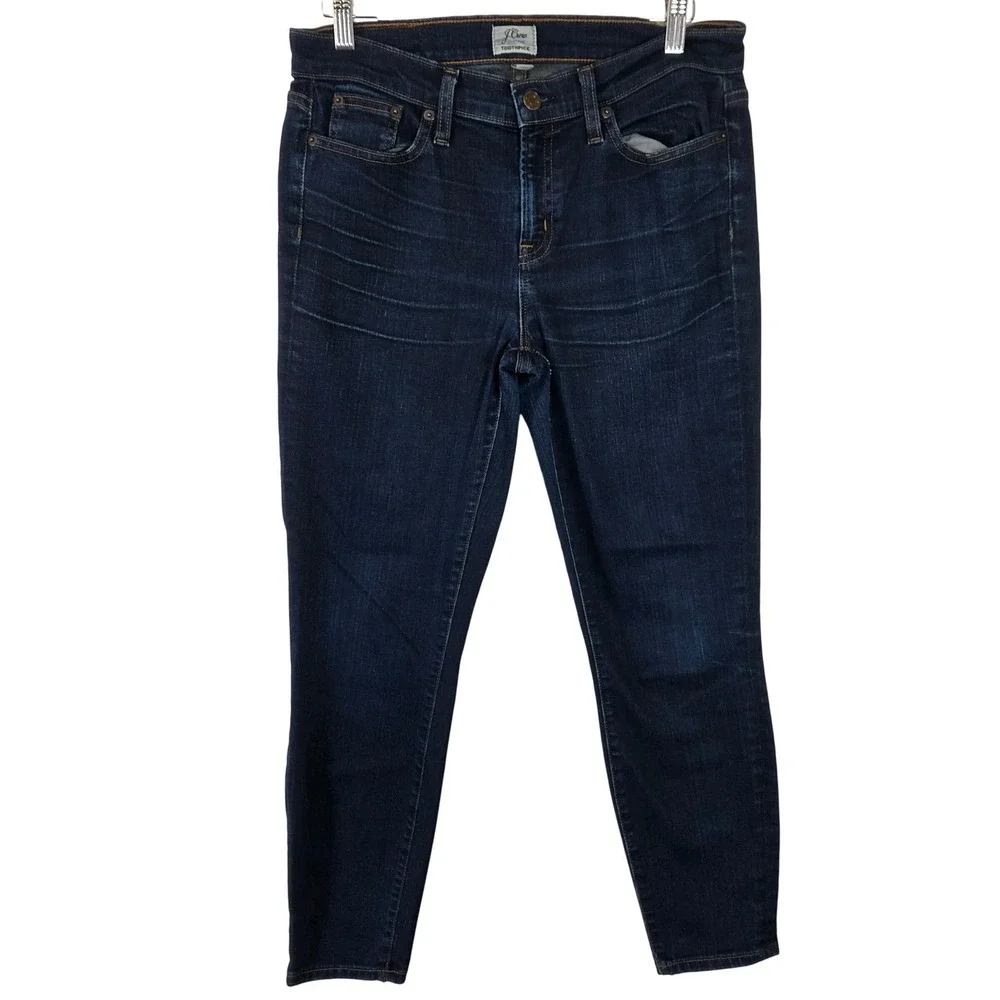 J Crew‎ Toothpick Skinny Jeans Mid Rise Stretch Denim Dark Wash Women